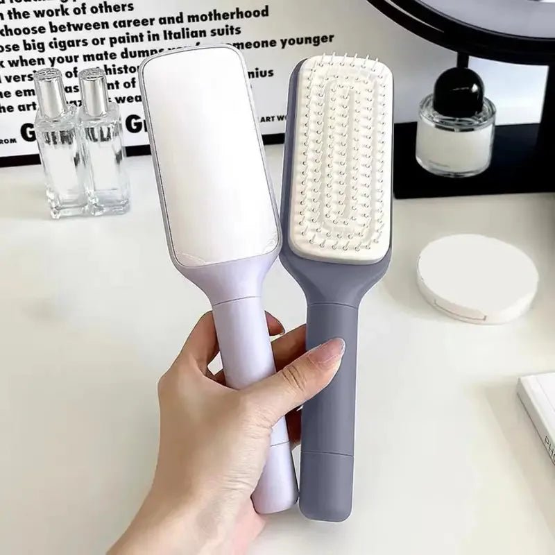 Selbstreinigende Haarbürste mit Drehgriff – smart, sauber, stylisch