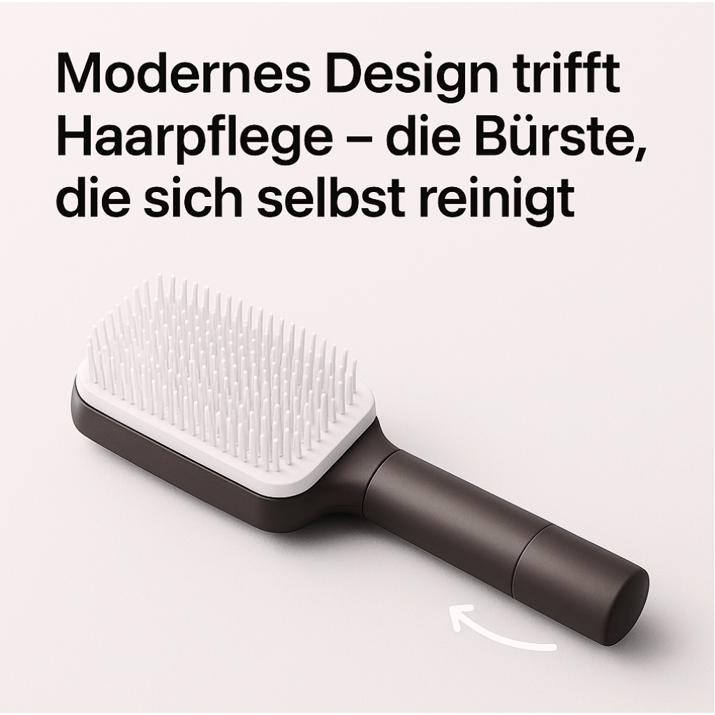 Selbstreinigende Haarbürste mit Drehgriff – smart, sauber, stylisch